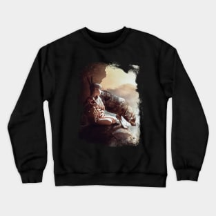 Native American Girl And Wolf Fantasy Scene Crewneck Sweatshirt